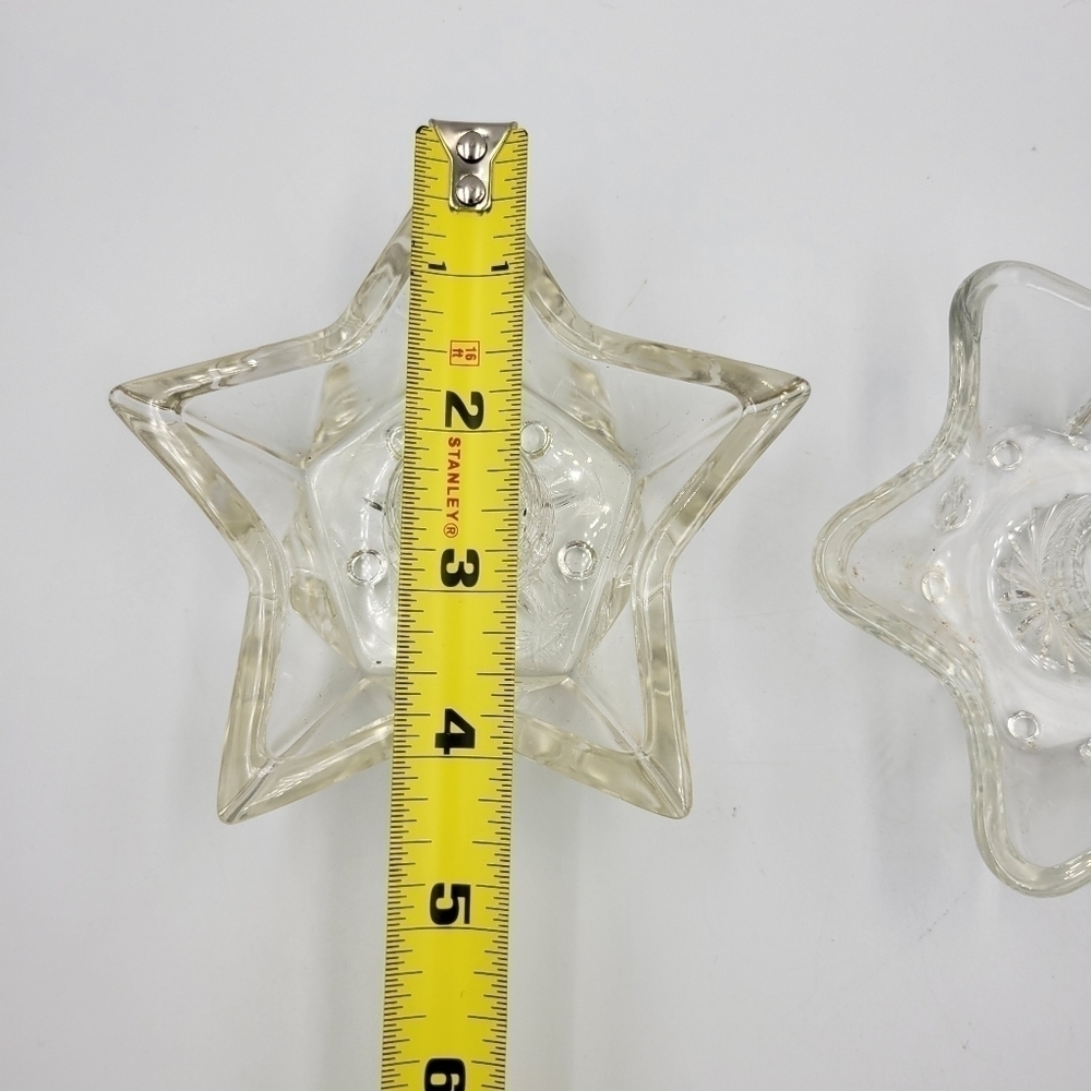 Vintage Clear Glass Taper Candle Holders - set of 2 - Picture 4 of 5